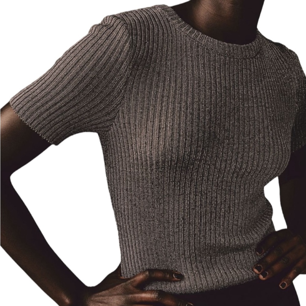 Bin 1C BNWT H&M Small metallic rib knit top